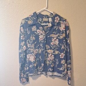 Liz Claiborne Blue Floral Jean Jacket